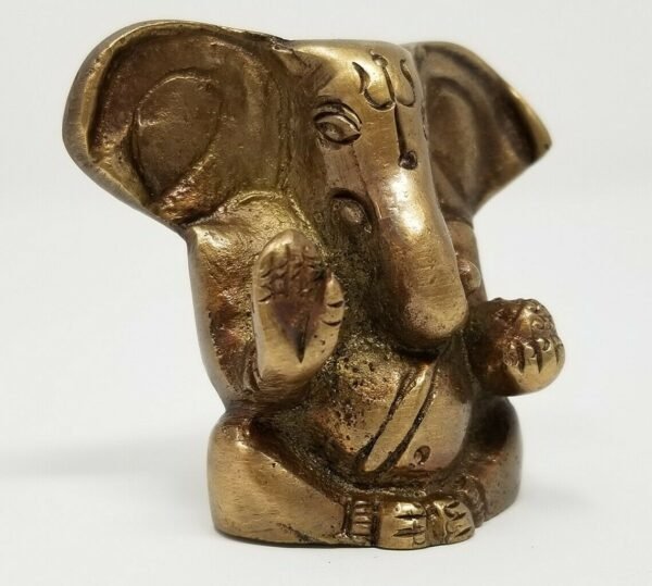 Hinduism Statues & Figures~Brass Antique Finish Ganesh w/ Big Ears Statue 2"H