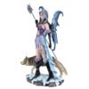 Fairy Collection~Fairy With Wolf Figurine Statue Holding Poleaxe 11.25" High Resin New In Box
