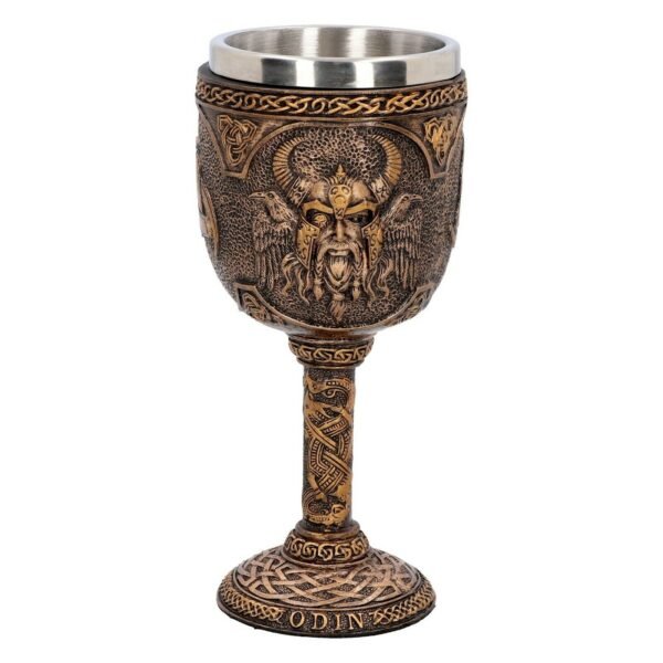 Magicun Giftware~Norse God Odin Goblet Valhalla Viking Myth Chalice Bronzed Wine Cup Gift Decor
