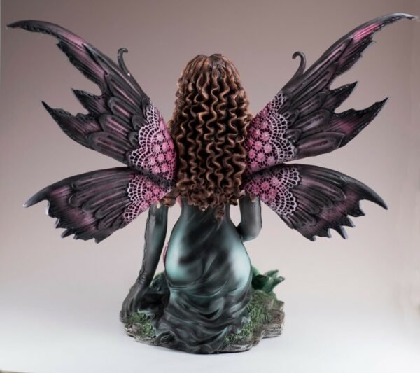 Fairy Collection~Black Gothic Fairy With Red Baby Dragon Figurine Statue 13" High New In Box!