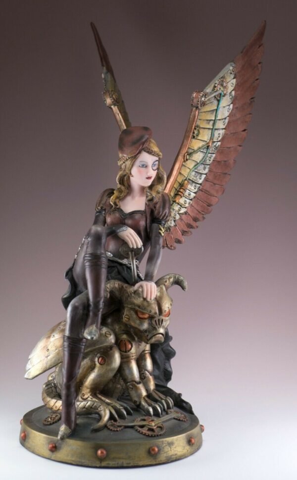 Fairy Collection~Large Steampunk Fairy On Gargoyle Figurine 14.5" High Detailed Resin Statue New