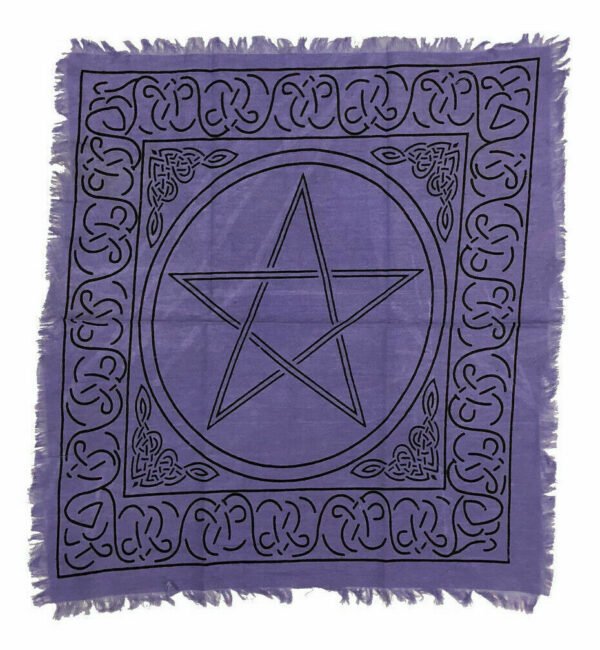 Witchcraft~Purple Black Pentagram Pentacle Cotton Altar Tarot Cloth 18" X 18"