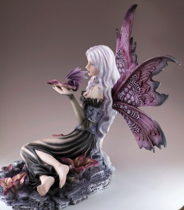 Fairy Collection~Fairy By Pond Giving Drink To Little Dragon Figurine Statue 16" Wide New In Box!