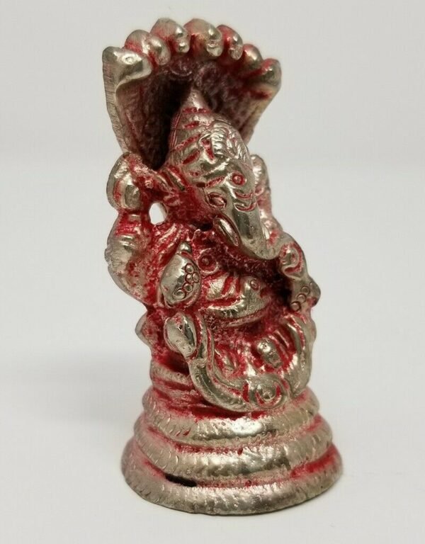 Hinduism Statues & Figures~Solid Brass Silver Plated Finish Ganesh 2"H