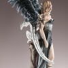 Fairy Collection~Gothic Black Angel Dark Fairy With White Dragon Figurine 16.75"H Resin Statue