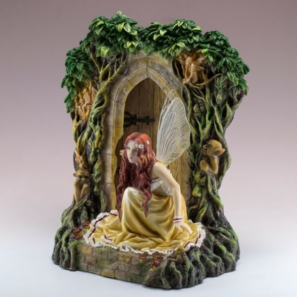 Fairy Collection~Forest Fairy At Open Door Figurine Statue With LED Light 8.75" High New In Box!