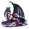 Fairy Collection~Pink Sleeping Fairy With Purple Dragon Figurine Statue 13.75" Long New In Box!