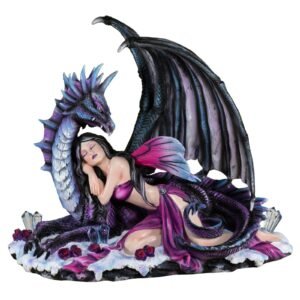 Fairy Collection~Pink Sleeping Fairy With Purple Dragon Figurine Statue 13.75" Long New In Box!