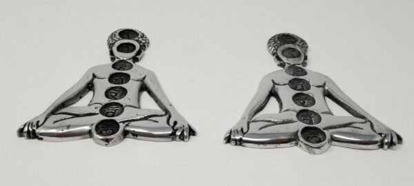 Home Fragrances ~Meditation Seven Chakras Design 5.5" Silver-Tone Metal Cone Incense Burner 2pcs