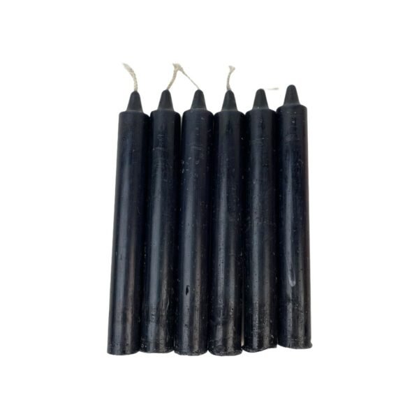 Magic Candle~Set Of 6 Black Taper Household 6" X 3/4" Candles Ritual Spell Wicca Pagan Altar