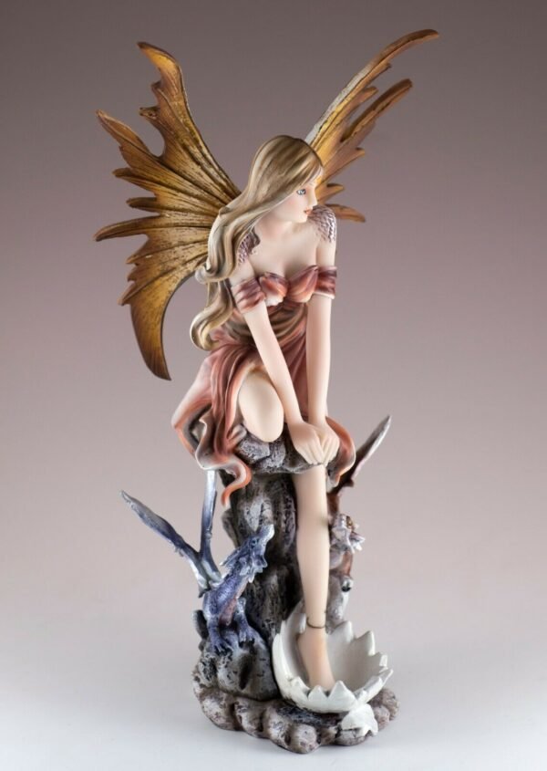 Fairy Collection~Orange Fairy With Two Baby Dragon Hatchlings Figurine 11" High Resin New In Box!