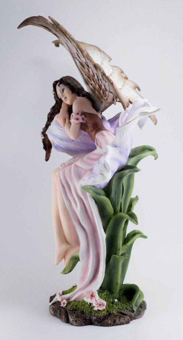 Fairy Collection~Pink Fairy Resting On Lily Flower Figurine Statue 14.5" High Detailed Resin New