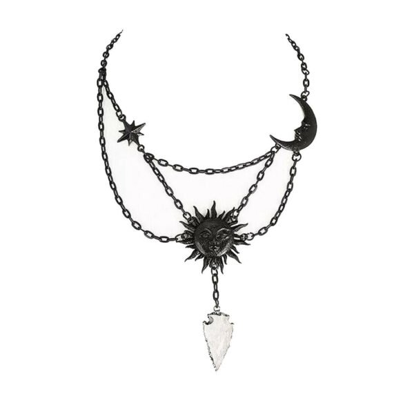 MOON AND SUN - Necklace Pendant Black