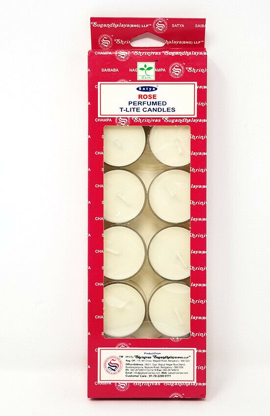 Home Fragrances ~Satya ROSE Scented T-Lite Candles (12/box) - NEW
