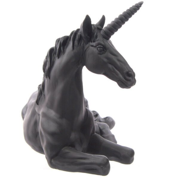 Home Decor~Lying Black Unicorn Garden Ornament Height 33cm Length 46cm Width 23cm
