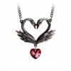 Alchemy Gothic THE BLACK SWAN ROMANCE Red Swarovski Crystal Heart Pewter Pendant
