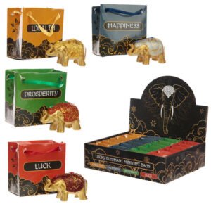 Home Decor~Collectable Glitter Elephant in a Mini Gift Bag Buddhism 1 Sent At Random