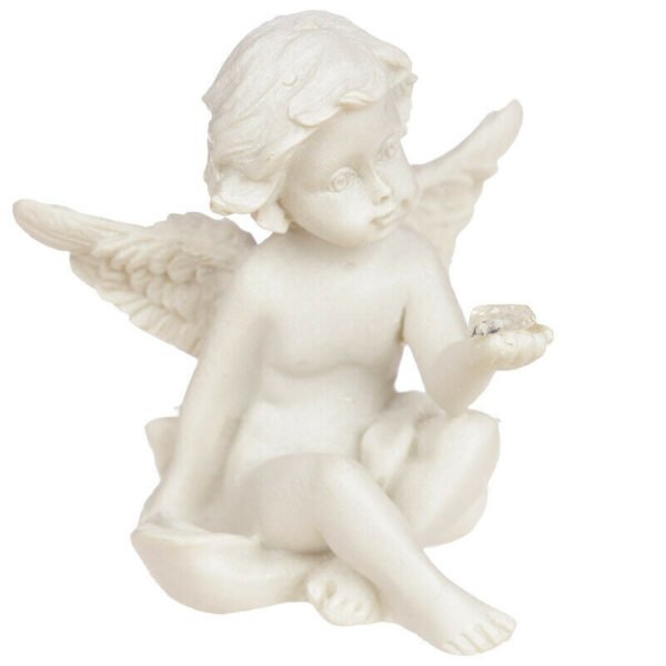 Home Decor~1 x Collectable Cherub Sitting Holding Mineral Stone Ornament