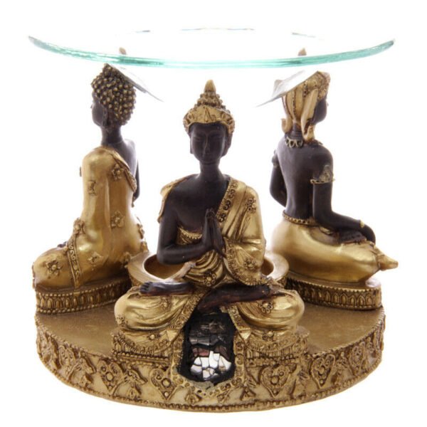 Home Fragrance~Decorative Gold and Brown Thai Buddha Oil Burner with Dish