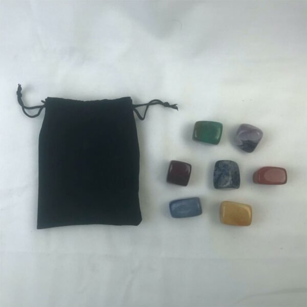 Witchcraft~Gemstone Chakra Balancing Kit With Set Of 7 Tumble Stones & Velvet Carry Pouch