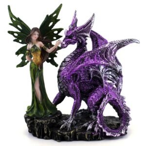 s-l1600_ce4a8172-062d-45a8-995b-4eee55603e74 Fairy Collection~Green Fairy With Purple Dragon Figurine 9" High Resin Statue New!