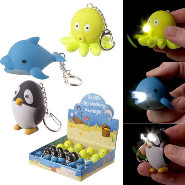 Collectable design~Cute LED Sealife Key Ring Dolphin Octopus Penguin