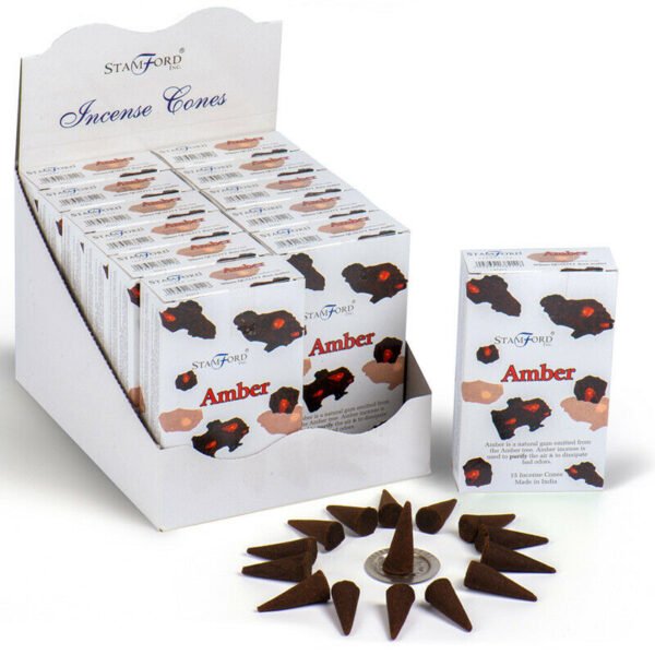 Home Fragrance~Stamford Hex Incense Cones- Amber 12 packs Each with 15 incense cones