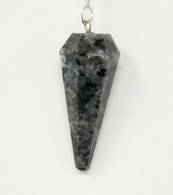 Magicun Stone~Indigo Gabbro Pendulum with Chain, Faceted (Natural Crystal Stone)