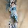 Fairy Collection~Large Scale Blue Winter Fairy With Wolf Figurine 25" High Resin Statue New!