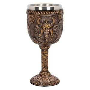 Magicun Giftware~Norse God Odin Goblet Valhalla Viking Myth Chalice Bronzed Wine Cup Gift Decor