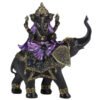 Home Decor~Purple, Gold and Black Ganesh Riding Elephant Statue Ornament Gift Hindu God