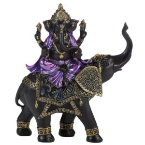 s-l1600_d10d05b2-a97c-4e97-bfc2-4058ddf03cc7 Home Decor~Purple, Gold and Black Ganesh Riding Elephant Statue Ornament Gift Hindu God