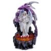 Fairy Collection~White Angel Fairy With Purple Dragon In LED Flames Figurine Statue 10"H New!