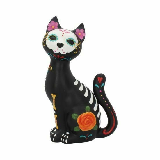 Magicun Giftware~Sugar Mexican Day Of The Dead Skull Cat Art Decoration Ornament Statue Figurine