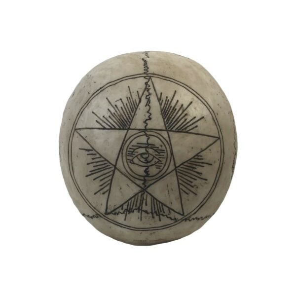 Witchcraft~Paranormal Carved Ouija Symbols Skull Skeleton Occult Figurine Halloween Head