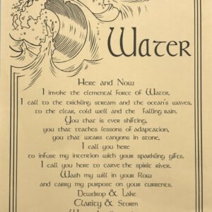 Witchcraft~Water Invocation Parchment Page Poster Book Of Shadows Wicca Pagan