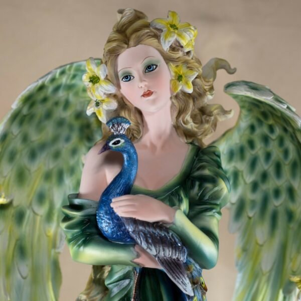 Fairy Collection~Large Scale Green Angel Fairy With Peacock Figurine Statue 21" High New In Box