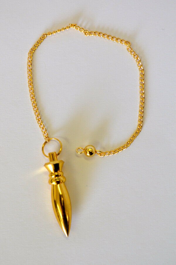 Magicun Stone~Gold Finish Pendulum 1.75"L with Chain 7.25"L
