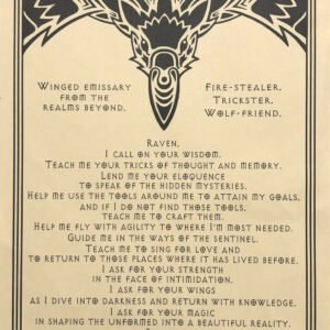 Witchcraft~Raven Prayer Spirit Animal Parchment Page Poster Book Of Shadows Wicca Pagan