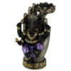 Home Decor~Purple, Gold and Black Ganesh in Hand Lotus Tea Light Candle Holder - 18cm Tall
