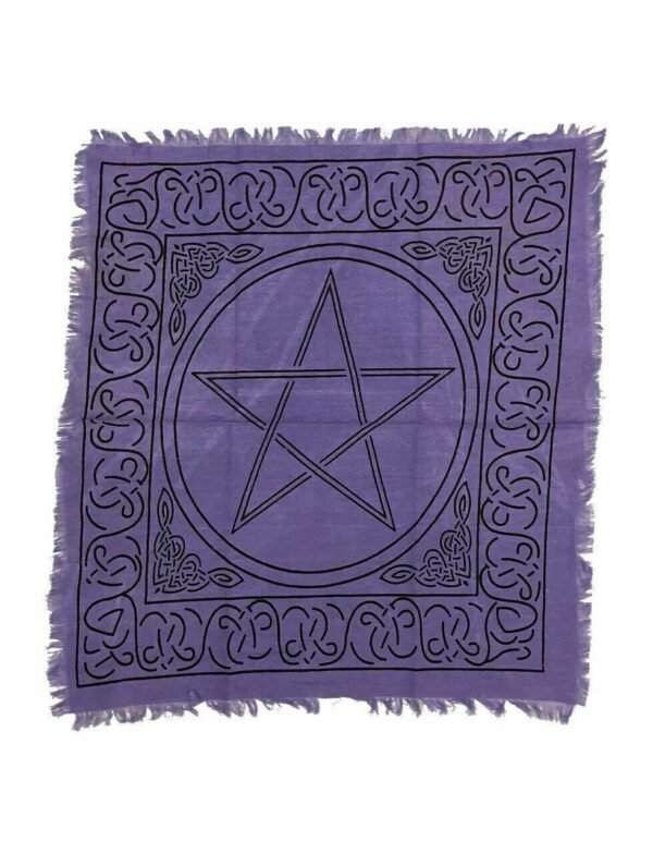 Witchcraft~Purple Black Pentagram Pentacle Cotton Altar Tarot Cloth 18" X 18"