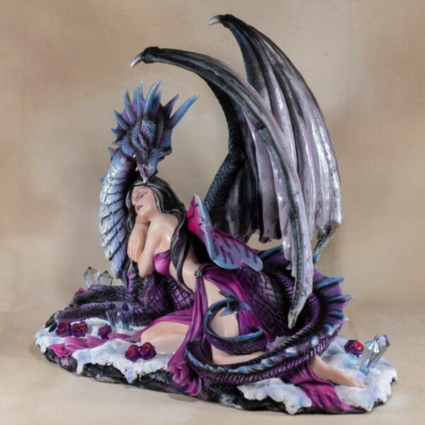 Fairy Collection~Pink Sleeping Fairy With Purple Dragon Figurine Statue 13.75" Long New In Box!