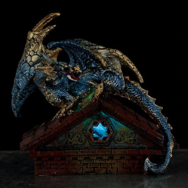Collectable design~Stained Glass Window Roof Top LED Dark Legends Dragon Figurine