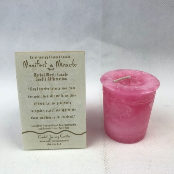 Magic Candle~Manifest A Miracle Crystal Journey Reiki Charged Herbal Votive Candle One Candle