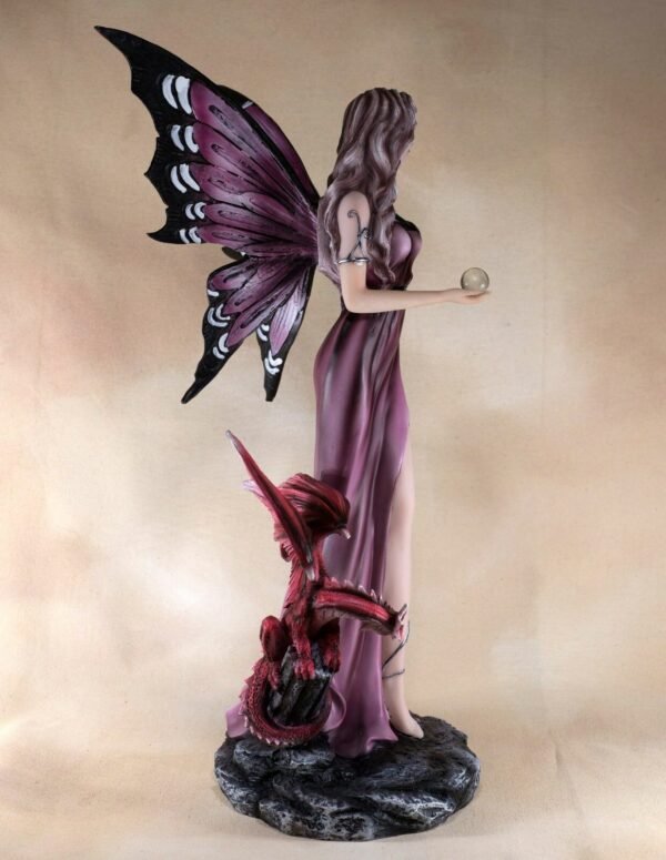 Fairy Collection~Amethyst Fairy With Dragon Holding Crystal Ball Figurine Statue 16.5" High New!