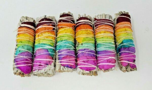 Palo Santo & Sage~5X California White Sage Smudge Sticks with Rose Petals 4" Negativity Removal
