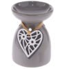 Home Decor~Ceramic Oil Burner - Wooden Heart Motif