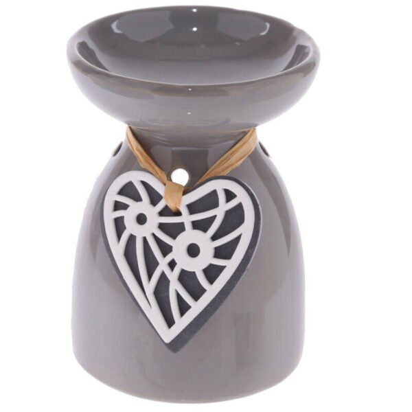 Home Decor~Ceramic Oil Burner - Wooden Heart Motif