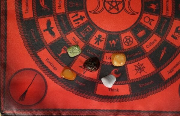 MagicunTarot Cloth~Kit cloth on the Altar Circle Witch + 5 magic stones Wicca Divination Council