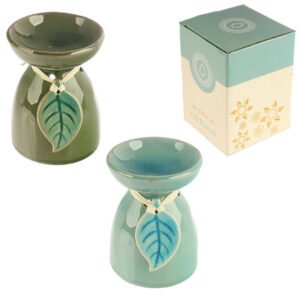 Home Fragrance~Ceramic Oil Wax Melt Burner - Tropical Leaf Design Decoration